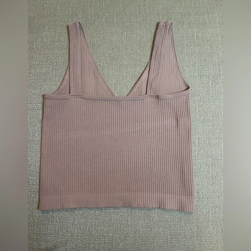 Intimately by Free People Ribbed‎ V-Neck Tank Top - Pink/Beige